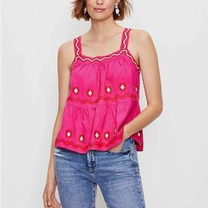 LOFT Women's Pink Embroidered
Tiered Cami